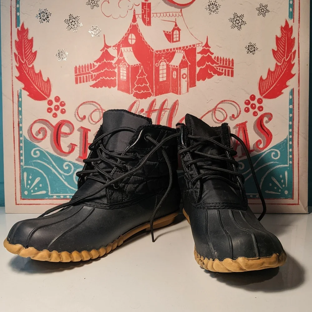 Henry Ferrera Women's Quilted Black Winter Duck Boots Size 9 - Picture 1 of 9
